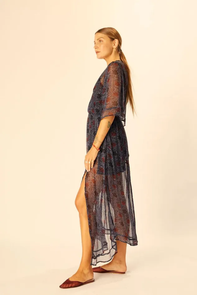 Women Natalie Martin Dresses Coco Maxi Snowflake Steel Blue