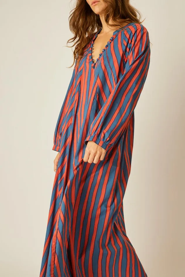 Women Natalie Martin Dresses Fiore Maxi Batik Stripe Blood Orange