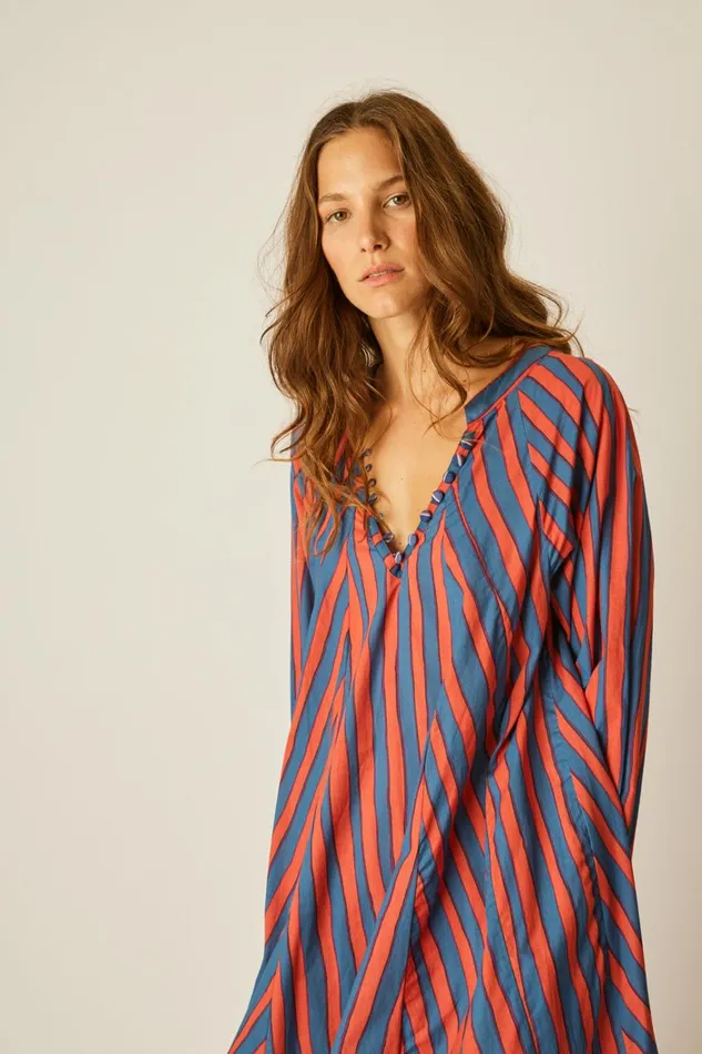 Women Natalie Martin Dresses Fiore Maxi Batik Stripe Blood Orange