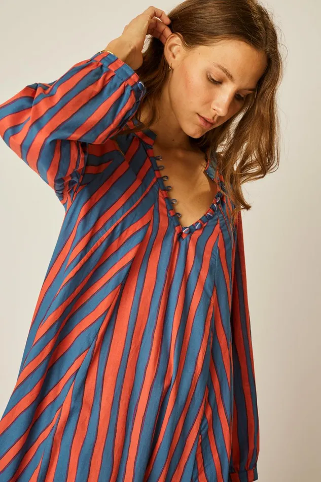 Women Natalie Martin Dresses Fiore Maxi Batik Stripe Blood Orange