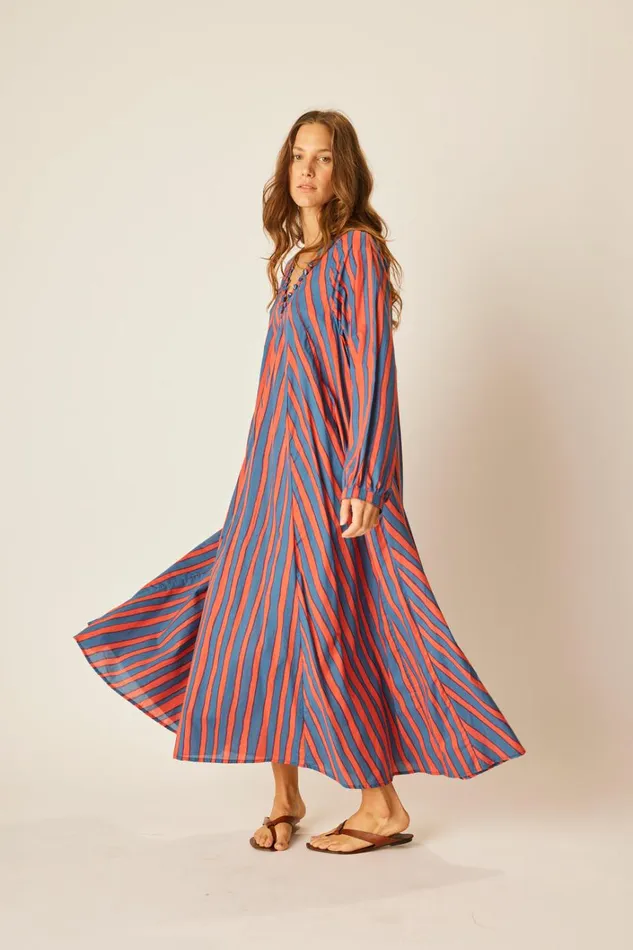 Women Natalie Martin Dresses Fiore Maxi Batik Stripe Blood Orange