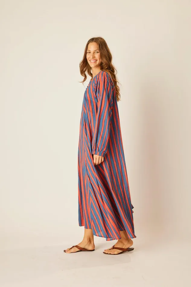 Women Natalie Martin Dresses Fiore Maxi Batik Stripe Blood Orange