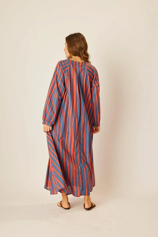 Women Natalie Martin Dresses Fiore Maxi Batik Stripe Blood Orange
