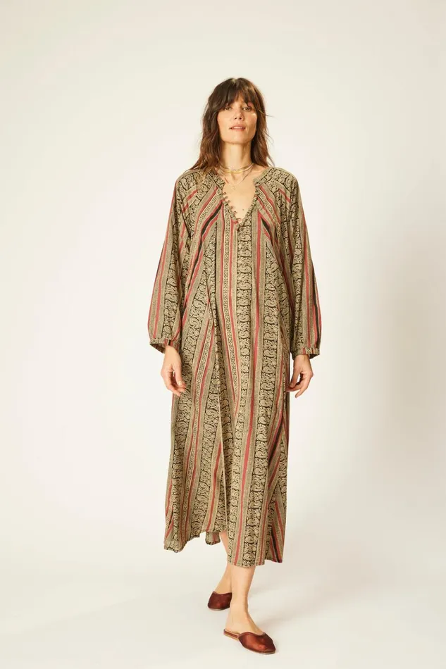 Women Natalie Martin Dresses Fiore Maxi Paisley Stripe Black
