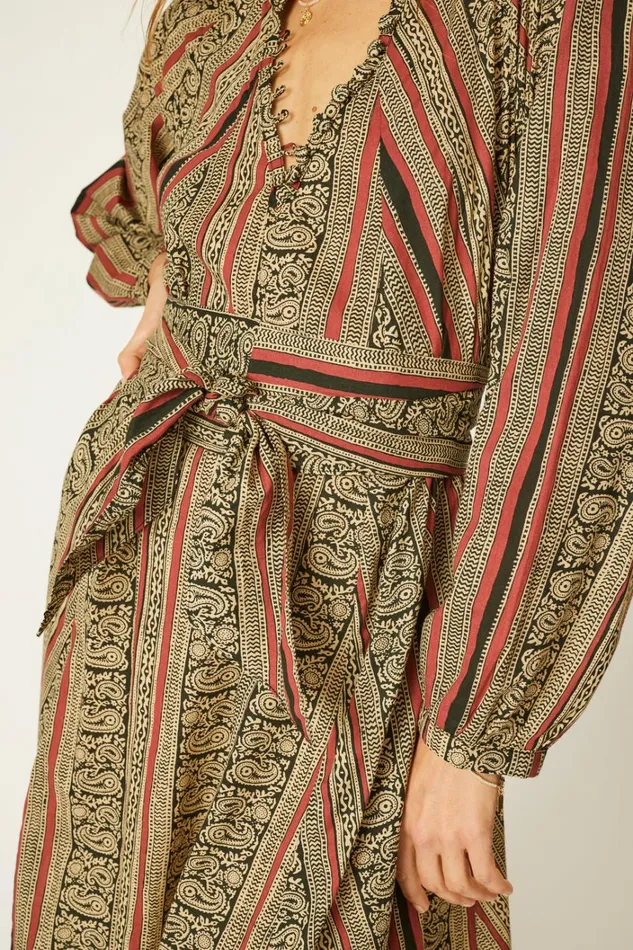 Women Natalie Martin Dresses Fiore Maxi Paisley Stripe Black