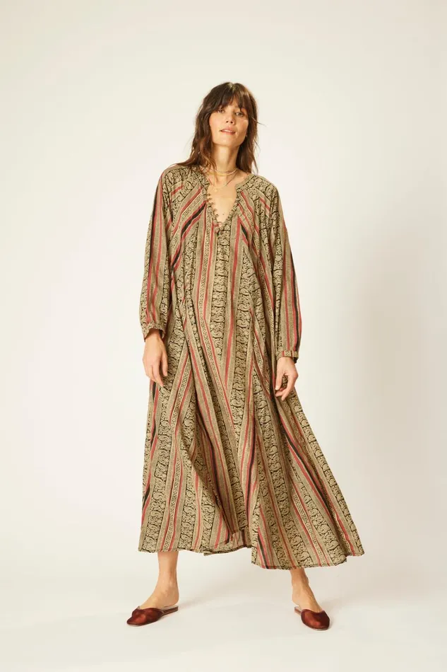 Women Natalie Martin Dresses Fiore Maxi Paisley Stripe Black