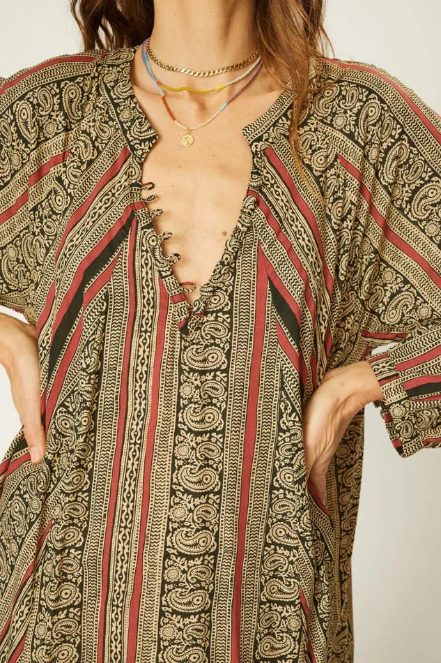 Women Natalie Martin Dresses Fiore Maxi Paisley Stripe Black