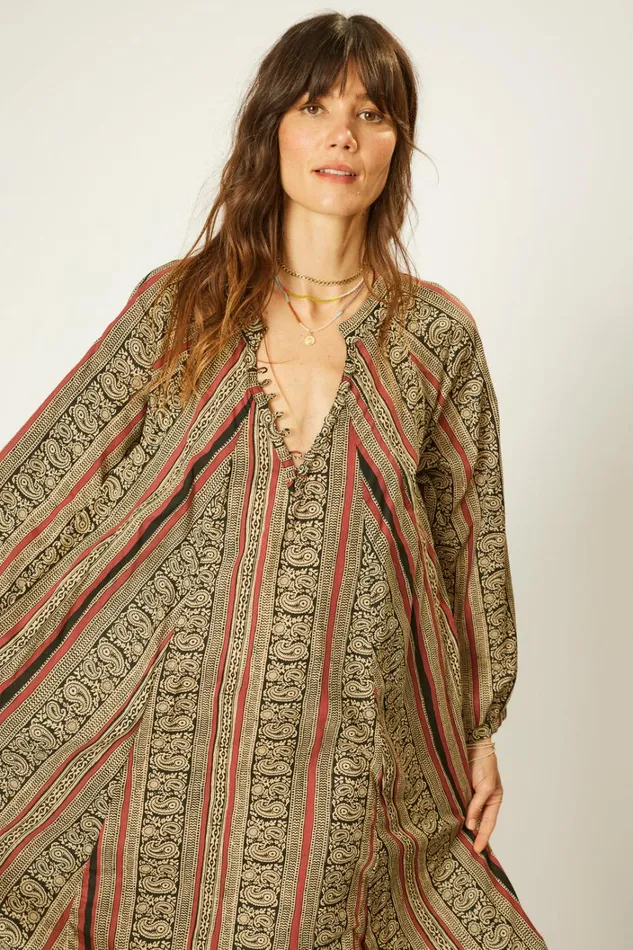 Women Natalie Martin Dresses Fiore Maxi Paisley Stripe Black