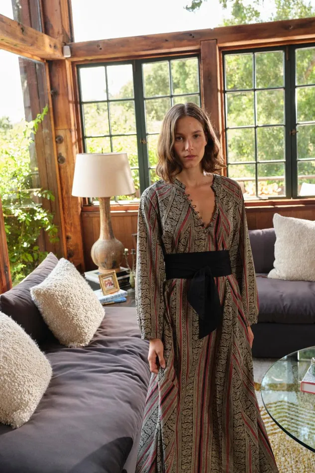 Women Natalie Martin Dresses Fiore Maxi Paisley Stripe Black