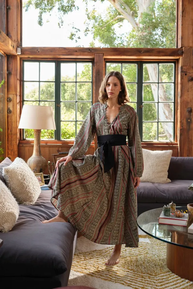 Women Natalie Martin Dresses Fiore Maxi Paisley Stripe Black