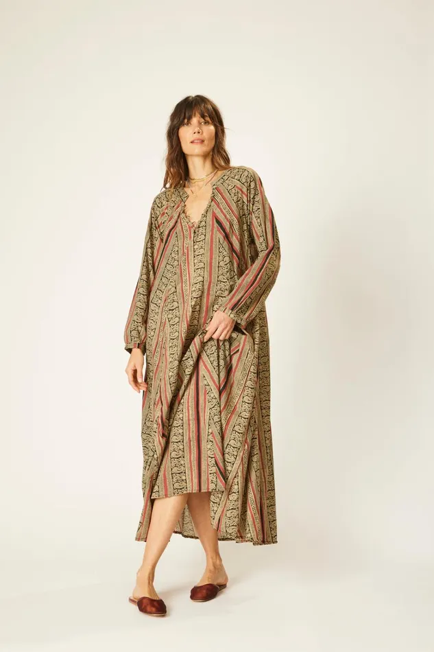 Women Natalie Martin Dresses Fiore Maxi Paisley Stripe Black