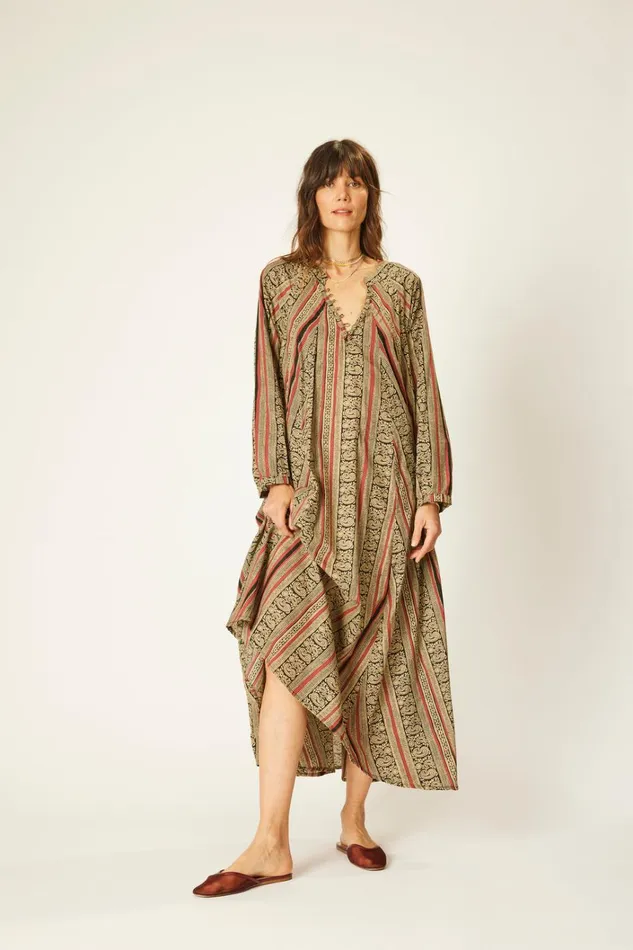 Women Natalie Martin Dresses Fiore Maxi Paisley Stripe Black