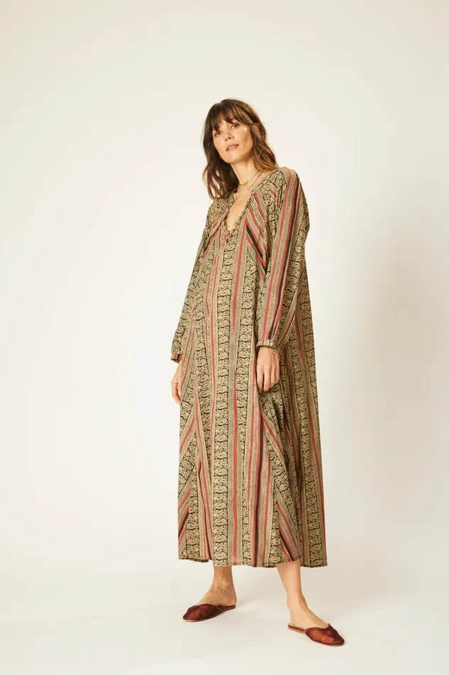 Women Natalie Martin Dresses Fiore Maxi Paisley Stripe Black