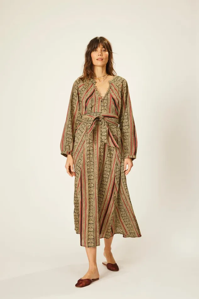 Women Natalie Martin Dresses Fiore Maxi Paisley Stripe Black