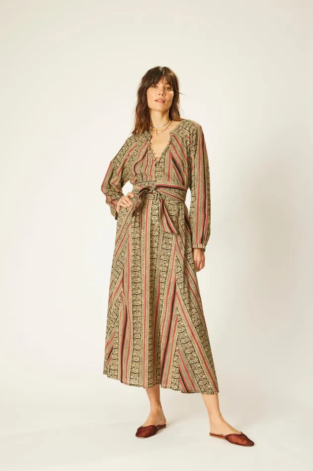 Women Natalie Martin Dresses Fiore Maxi Paisley Stripe Black