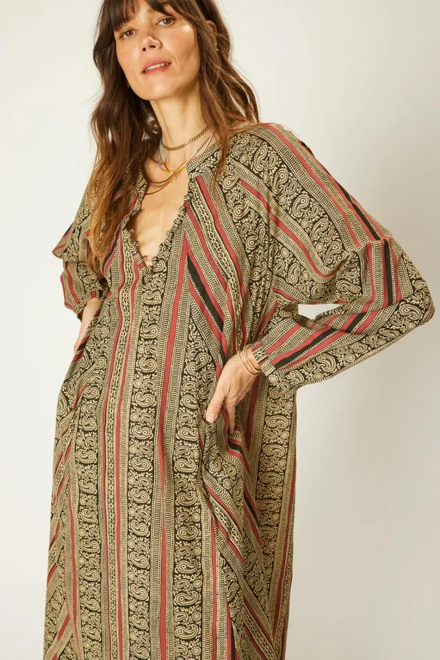 Women Natalie Martin Dresses Fiore Maxi Paisley Stripe Black
