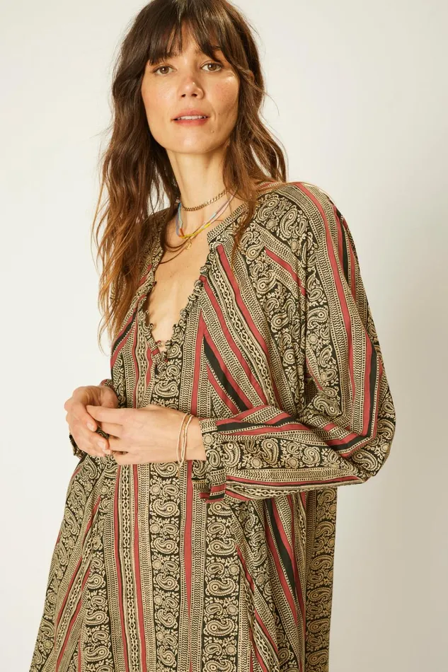 Women Natalie Martin Dresses Fiore Maxi Paisley Stripe Black
