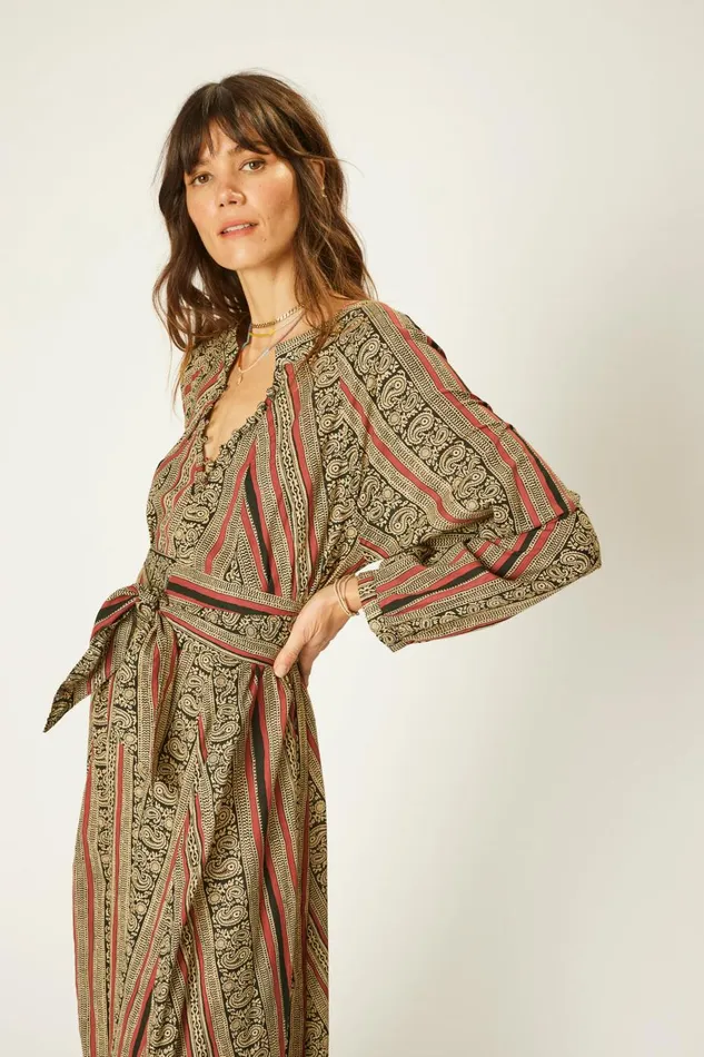 Women Natalie Martin Dresses Fiore Maxi Paisley Stripe Black