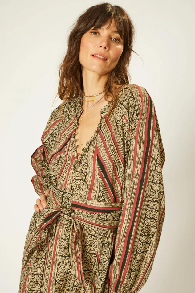 Women Natalie Martin Dresses Fiore Maxi Paisley Stripe Black