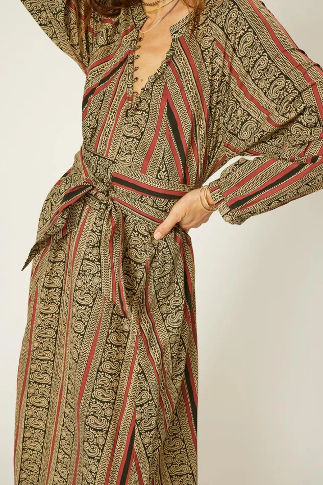 Women Natalie Martin Dresses Fiore Maxi Paisley Stripe Black