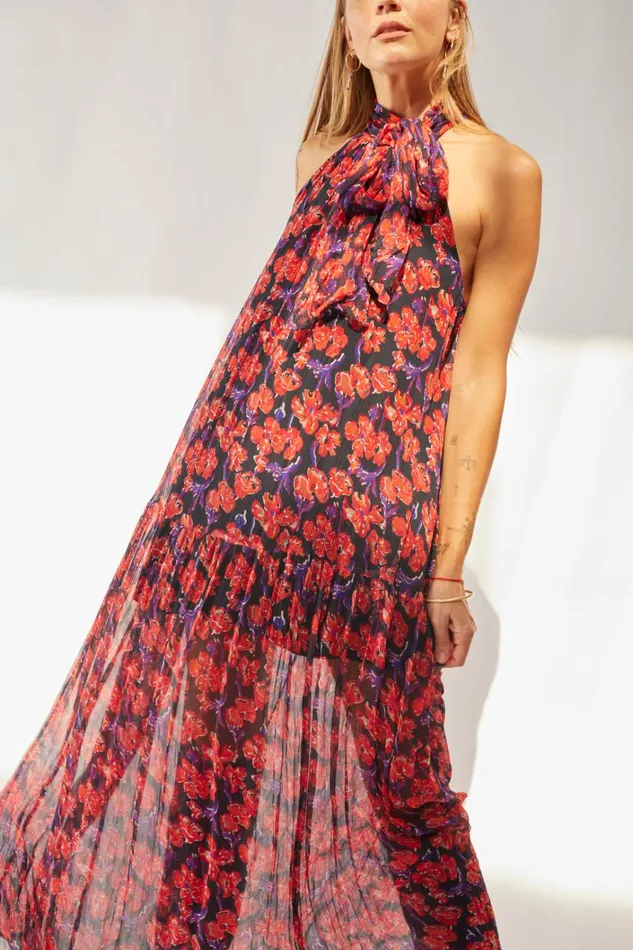 Women Natalie Martin Dresses Indiana Maxi Chiffon Watercolor Onyx