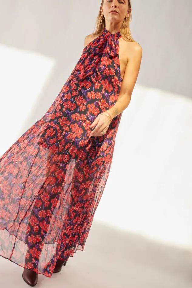 Women Natalie Martin Dresses Indiana Maxi Chiffon Watercolor Onyx
