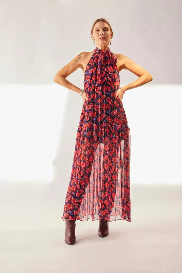 Women Natalie Martin Dresses Indiana Maxi Chiffon Watercolor Onyx