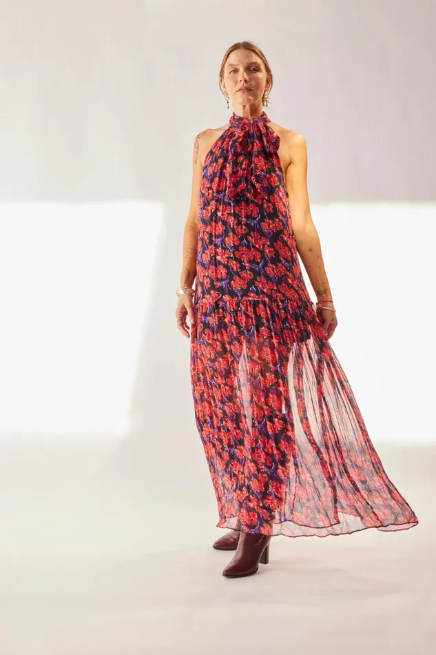 Women Natalie Martin Dresses Indiana Maxi Chiffon Watercolor Onyx