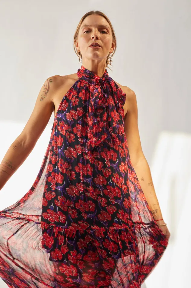 Women Natalie Martin Dresses Indiana Maxi Chiffon Watercolor Onyx