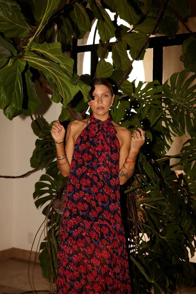 Women Natalie Martin Dresses Indiana Maxi Chiffon Watercolor Onyx