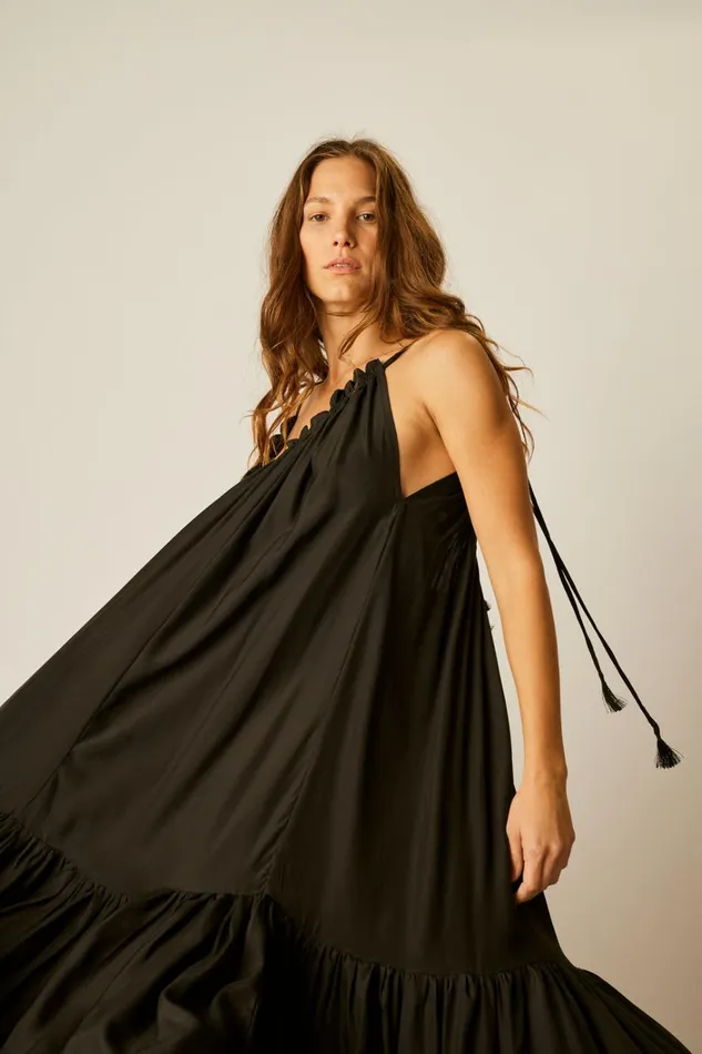 Women Natalie Martin Dresses Jerusha Maxi Black Silk