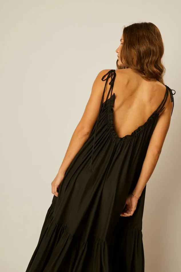 Women Natalie Martin Dresses Jerusha Maxi Black Silk
