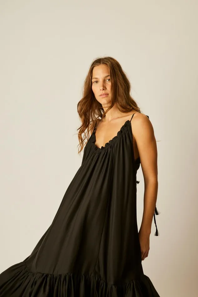 Women Natalie Martin Dresses Jerusha Maxi Black Silk