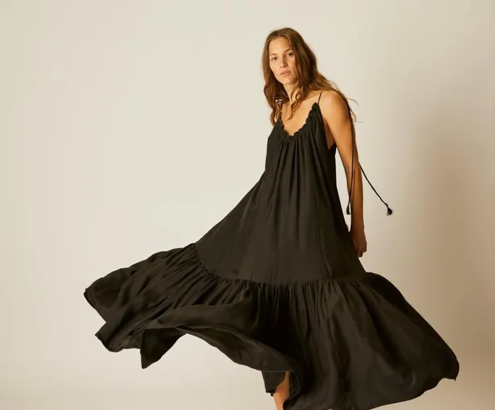 Women Natalie Martin Dresses Jerusha Maxi Black Silk