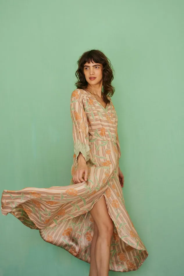 Women Natalie Martin Dresses Kate Long Sleeve Maxi Chamomile Apricot