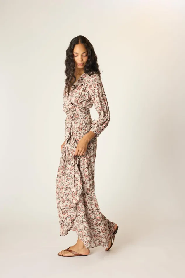 Women Natalie Martin Dresses Kate Long Sleeve Maxi Heirloom Rose