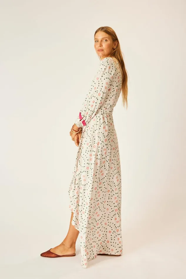 Women Natalie Martin Dresses Kate Long Sleeve Maxi Pinwheel Cotton