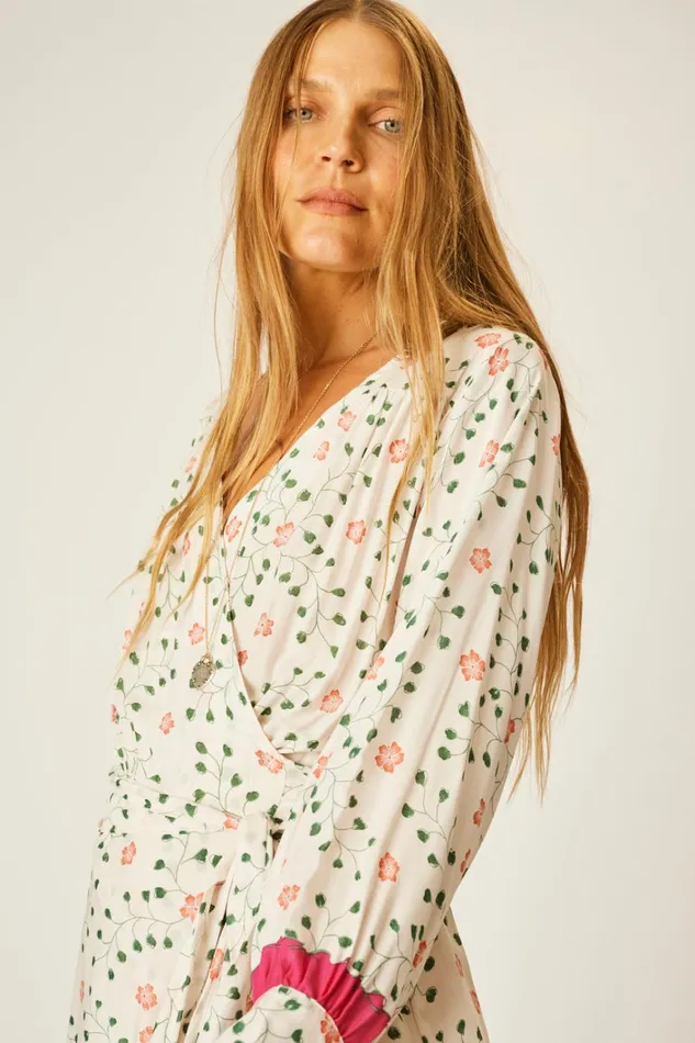 Women Natalie Martin Dresses Kate Long Sleeve Maxi Pinwheel Cotton