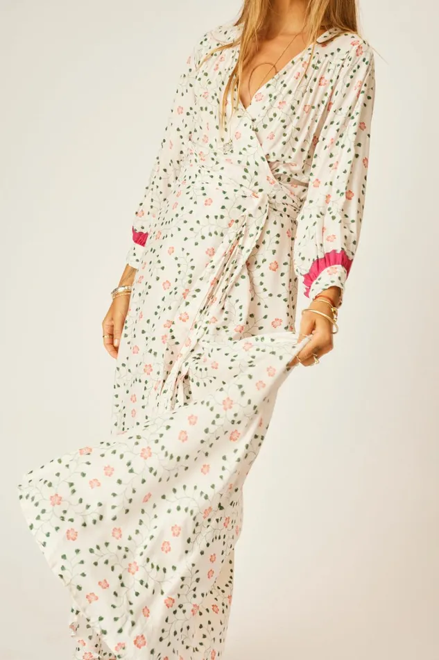 Women Natalie Martin Dresses Kate Long Sleeve Maxi Pinwheel Cotton