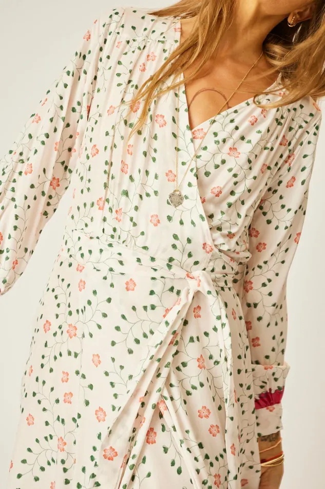 Women Natalie Martin Dresses Kate Long Sleeve Maxi Pinwheel Cotton