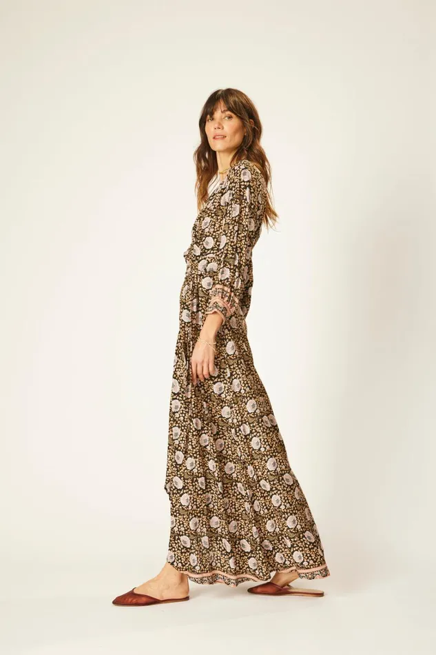 Women Natalie Martin Dresses Kate Long Sleeve Maxi Vintage Flowers Sepia