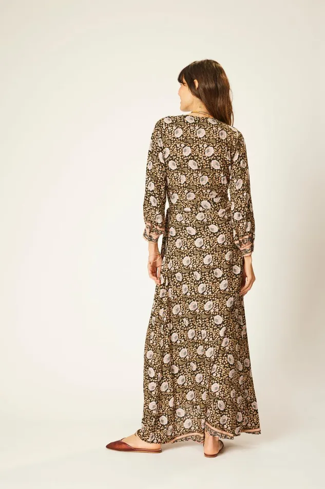 Women Natalie Martin Dresses Kate Long Sleeve Maxi Vintage Flowers Sepia