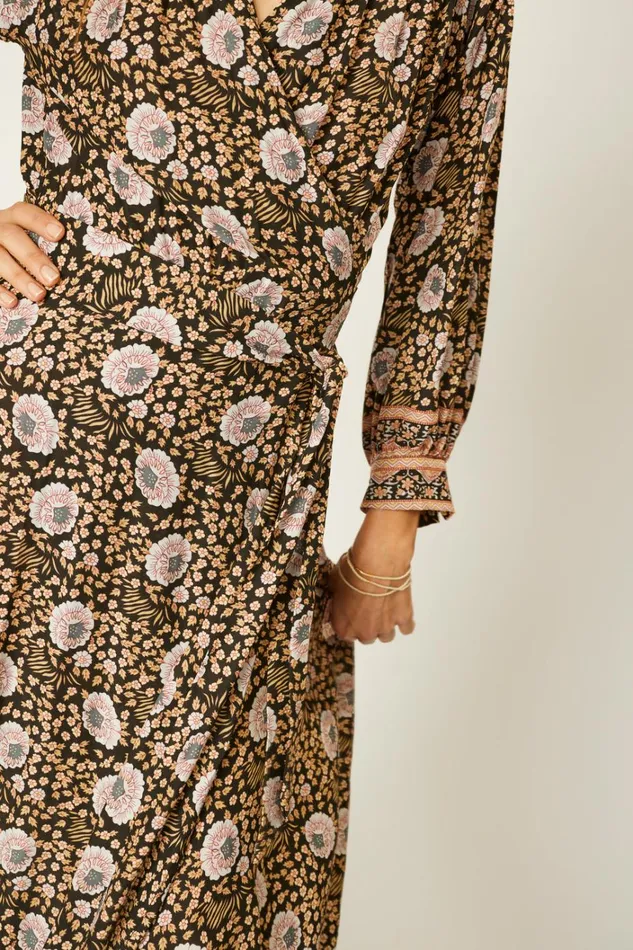 Women Natalie Martin Dresses Kate Long Sleeve Maxi Vintage Flowers Sepia