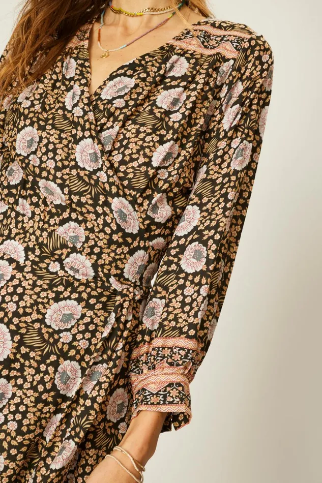 Women Natalie Martin Dresses Kate Long Sleeve Maxi Vintage Flowers Sepia