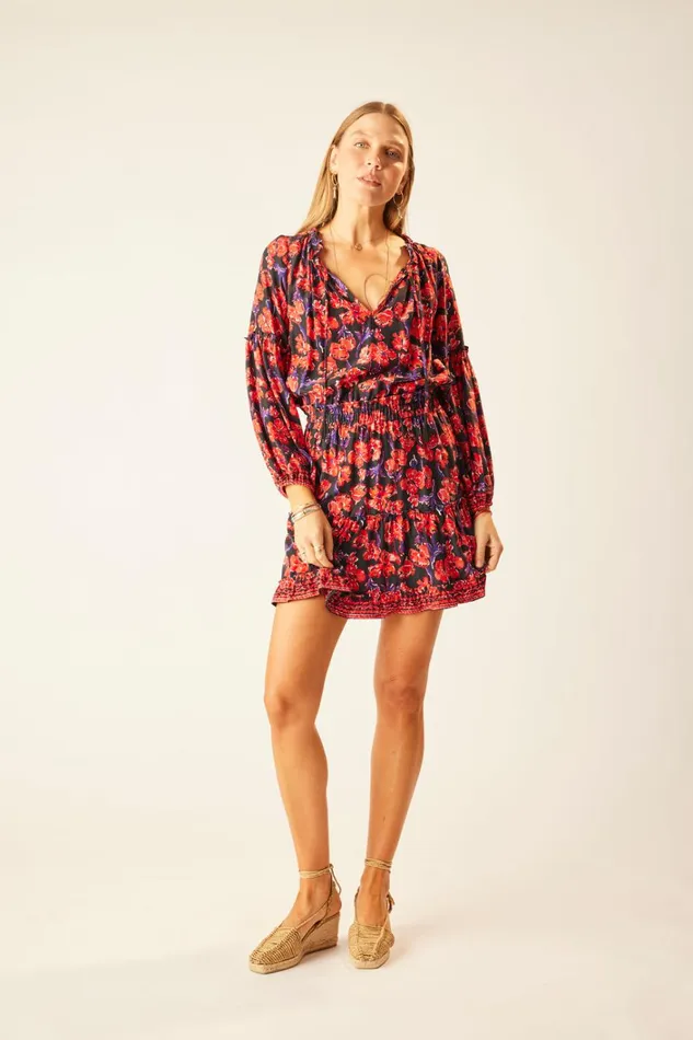 Women Natalie Martin Dresses Maggie Dress Silk Block Zigzag Noire