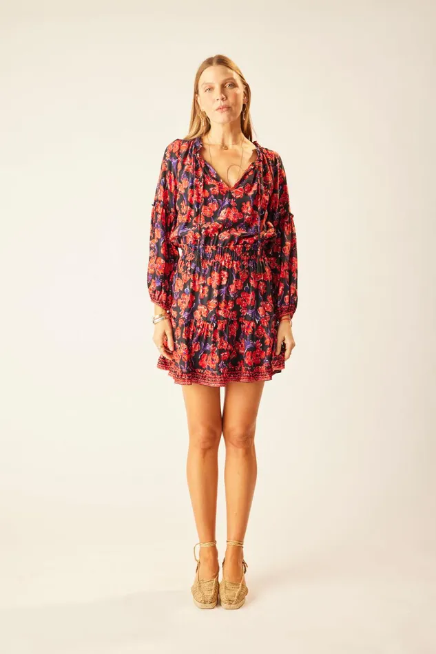 Women Natalie Martin Dresses Maggie Dress Silk Block Zigzag Noire