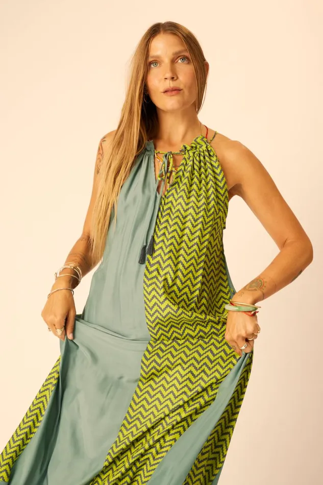 Women Natalie Martin Dresses Marlien Dress Block Zigzag Lime