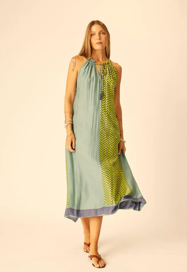 Women Natalie Martin Dresses Marlien Dress Block Zigzag Lime