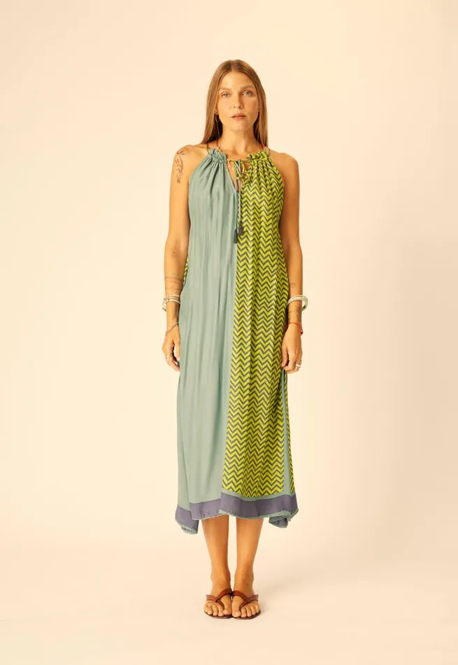 Women Natalie Martin Dresses Marlien Dress Block Zigzag Lime