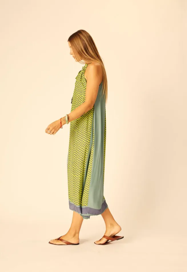 Women Natalie Martin Dresses Marlien Dress Block Zigzag Lime